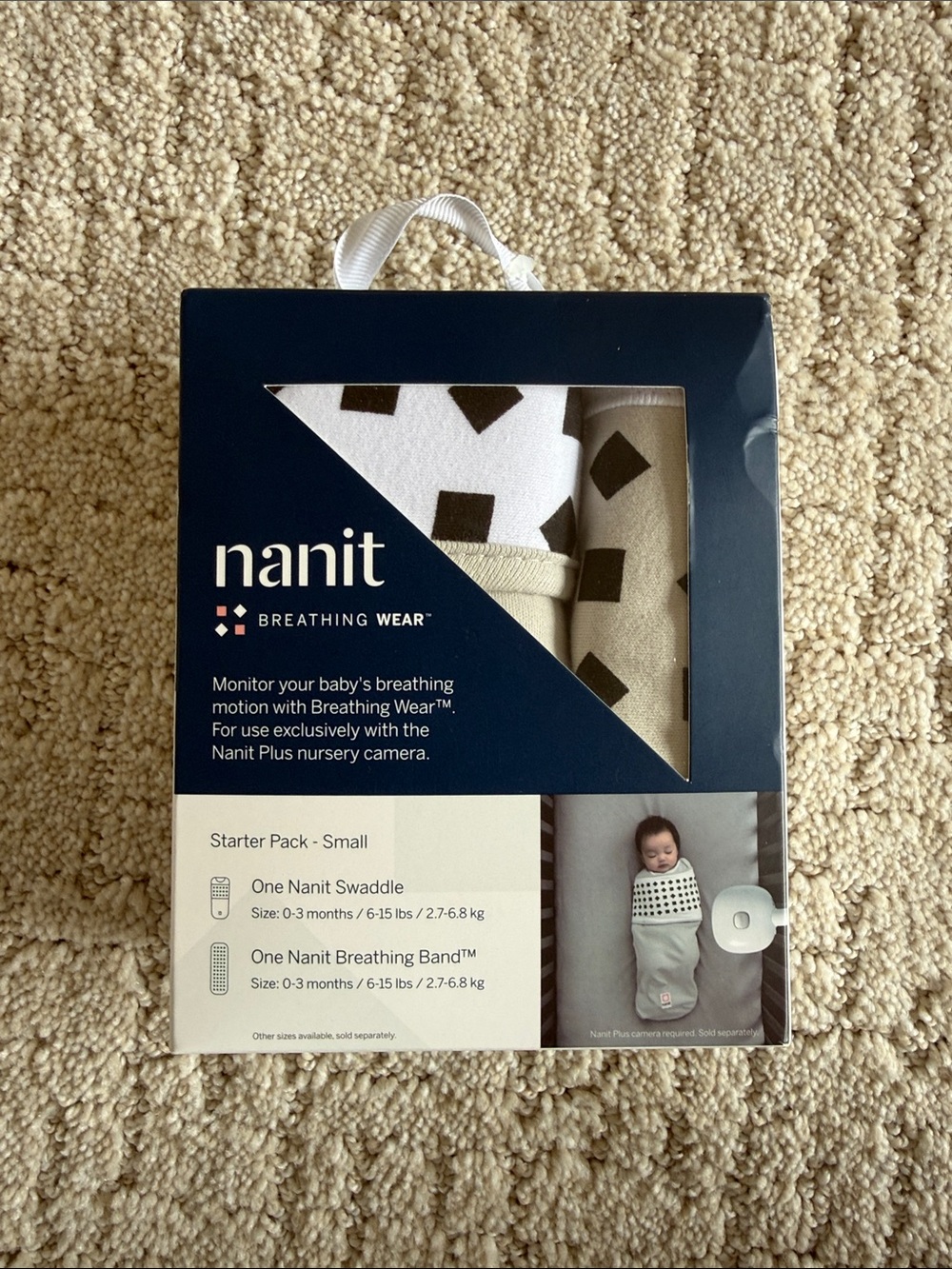 NIB Nanit Breathing Wear Small Starter Pack - White/Beige